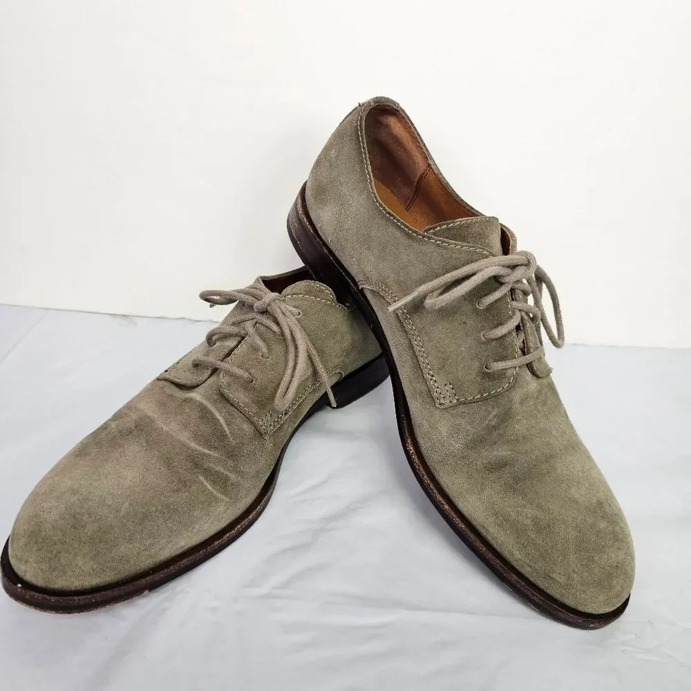 FRYE Oxford Green/Taupe Suede Cap Toe  Lace Up Shoes Sz 8.5 Career Classic